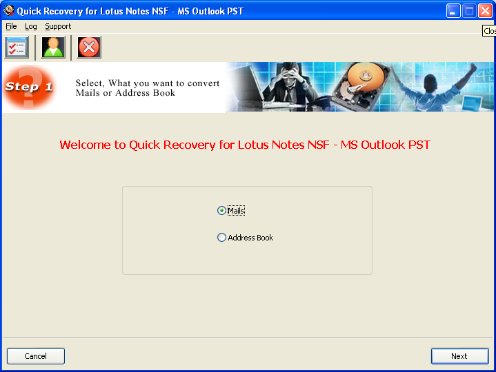 Quick Recovery for Lotus Notes NSF to MS Outlook P