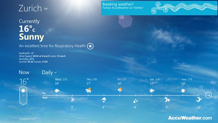 AccuWeather for Win8 UI