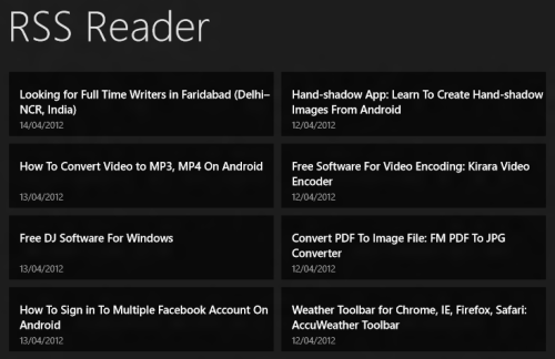Windows 8 Metro RSS Reader