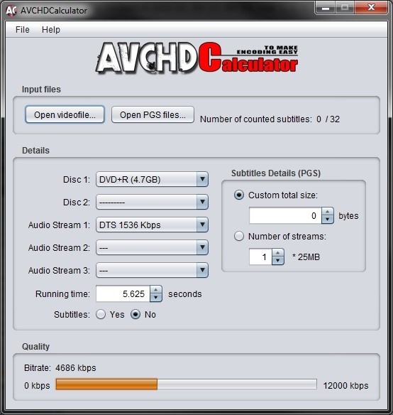 AVCHDCalculator for Windows
