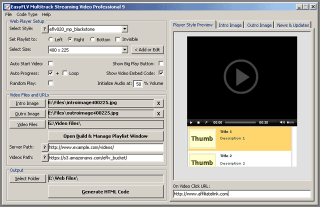 EasyFLV Multitrack Streaming Video Software