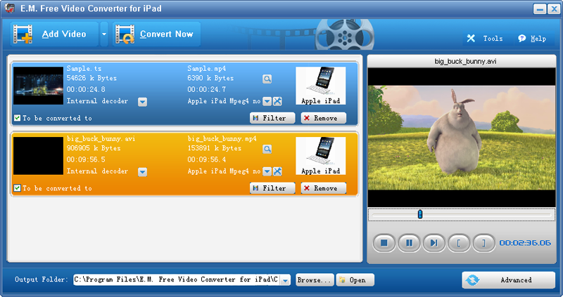E.M. Free Video Converter for iPad