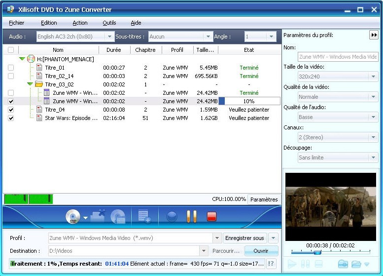 Xilisoft DVD pour Zune Convertisseur
