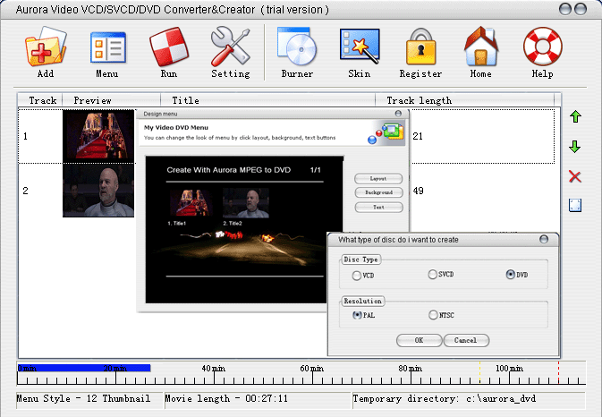 Aurora Video VCD/SVCD/DVD Converter Creator