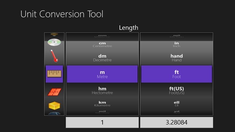 Unit Conversion for Win8 UI
