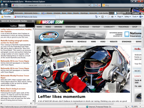 NASCAR Internet Explorer Theme