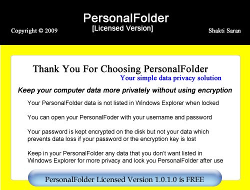 PersonalFolder LICENSED Version