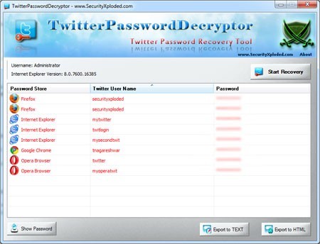 Twitter Password Decryptor