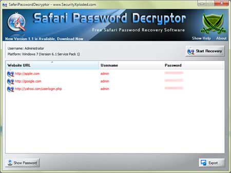 Safari Password Decryptor
