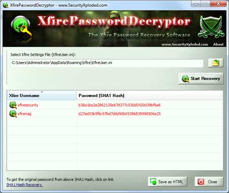 Xfire Password Decryptor