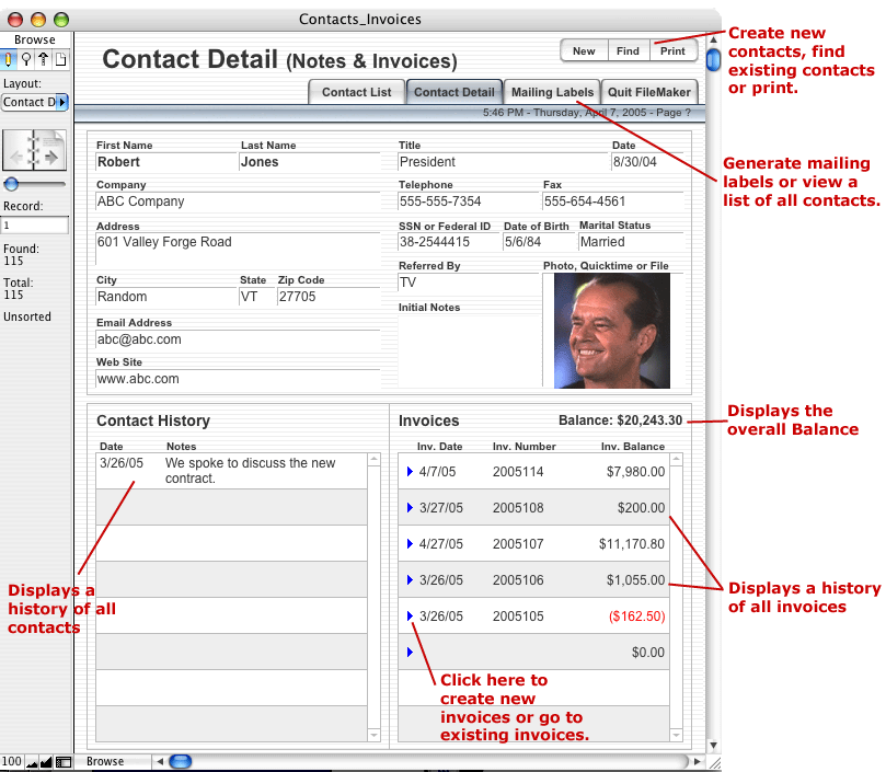 Contact Invoice Database