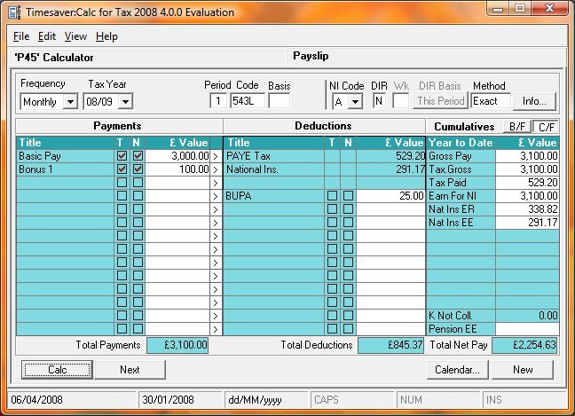 Timesaver:Calc for Tax 2010