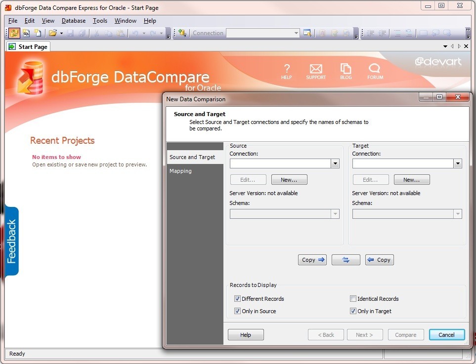 DbForge Data Compare Express for Oracle