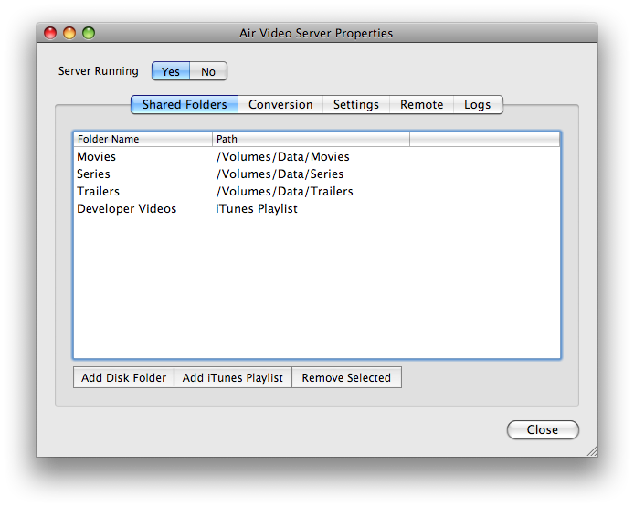 Air Video Server for Mac OS X