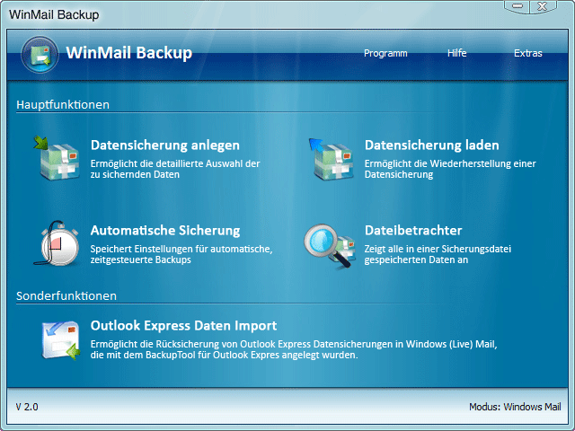 WinMail Backup - Windows Mail Databackup