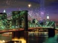 Fireworks on Brooklyn Bridge - Animated Wallpaper