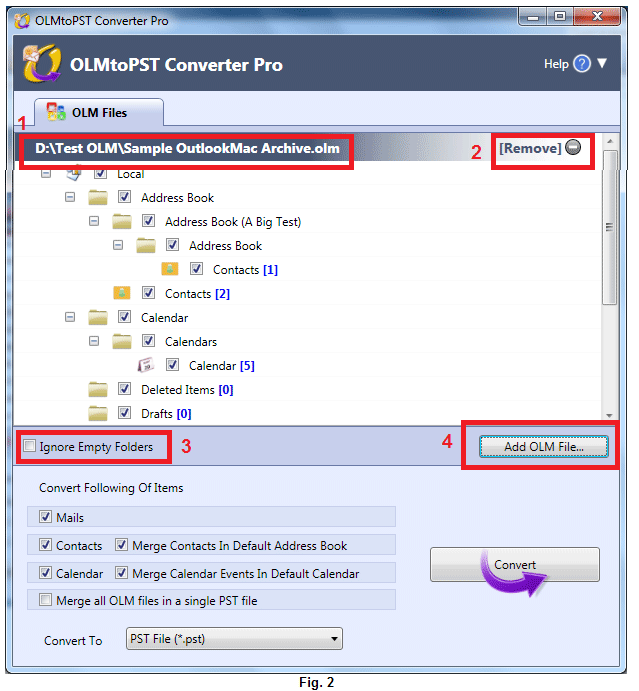 Free OLM to PST Converter