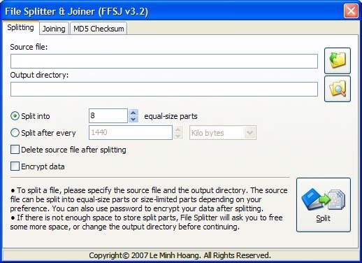 File Splitter and Joiner Standard