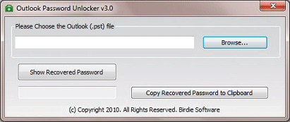 MS Outlook PST File Password 2010