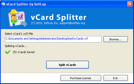 Split vCard Contacts