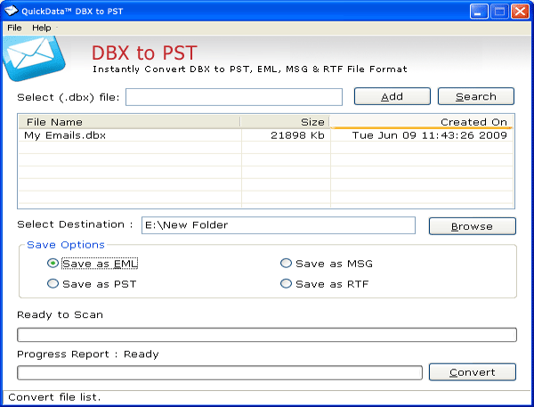 QuickData DBX to PST