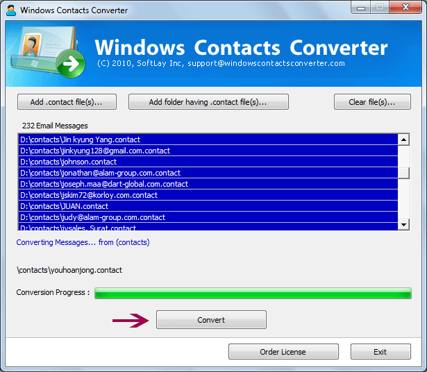 Windows .Contact to Outlook