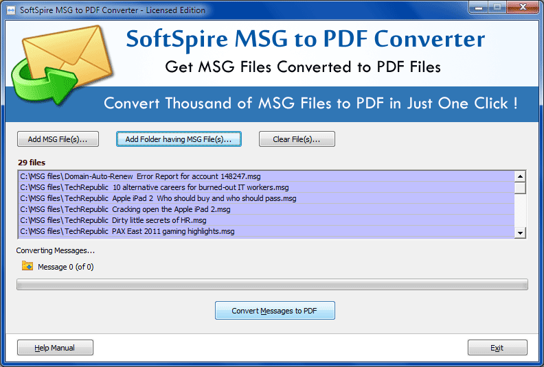 Converting MSG to PDF