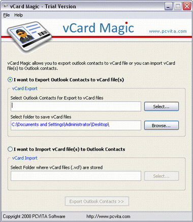 Importing vCard into Outlook