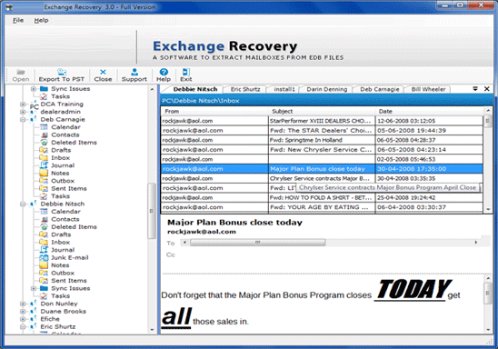 Export Exchange Mailboxes EDB to PST