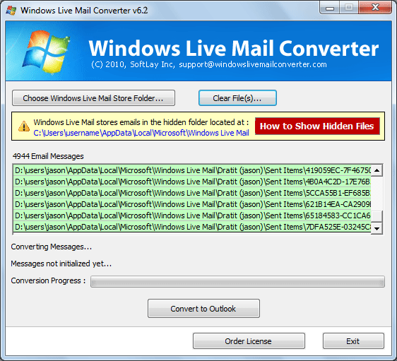Windows Live Mail to Outlook Mail Export