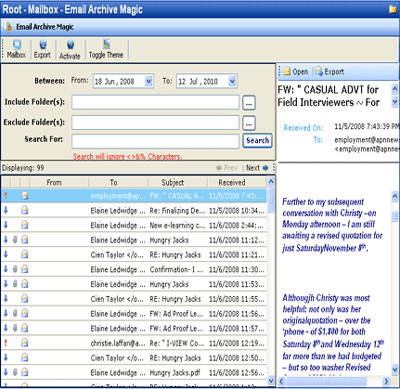 Outlook Email Archive 2007
