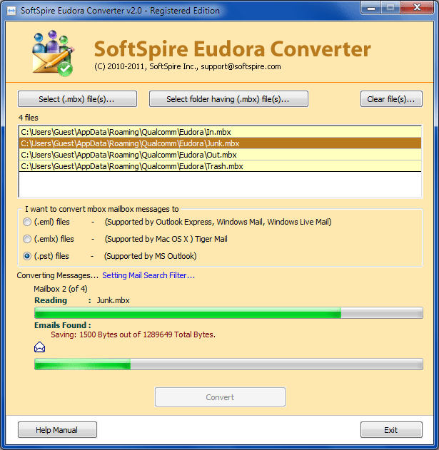 Eudora to Windows 7 Mail