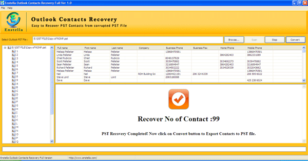 PST Contacts Recovery Software