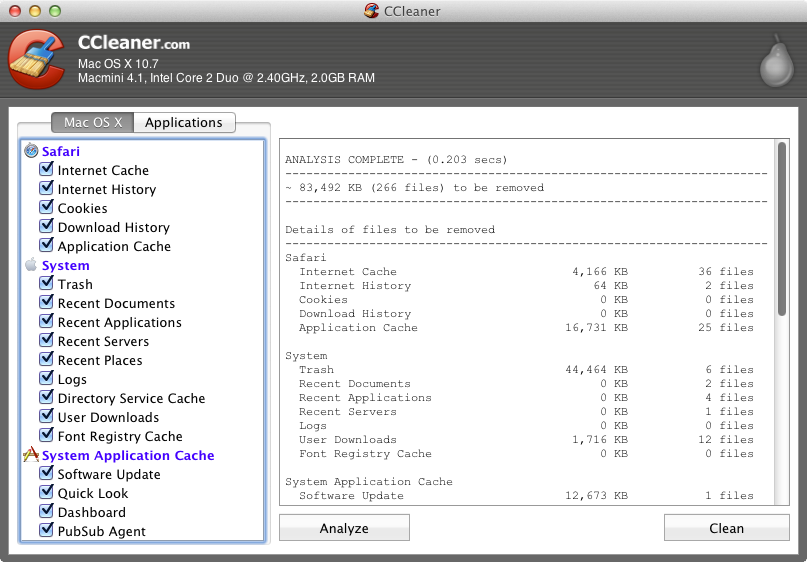 CCleaner for Mac OS X