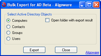 Algoware Active Directory Export Tool