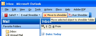 SafeIT E-mail Shredder for Outlook 2003