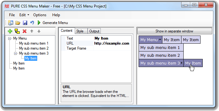 PURE CSS Menu Maker - Free