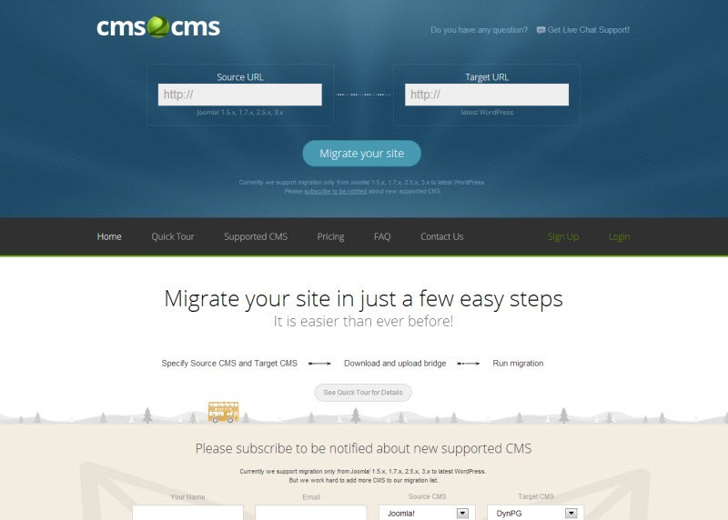 Automated WordPress migration service