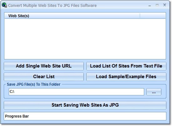 Convert Multiple Web Sites To JPG Files Software