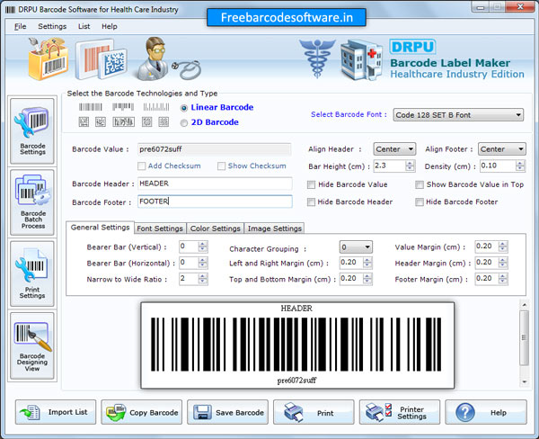 Barcode Generator for Medical Equipments
