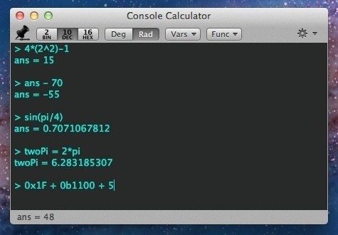 Console Calculator for Mac OS X