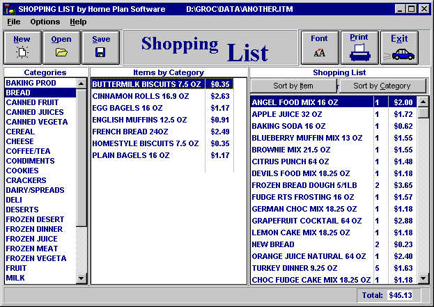 HPS Shopping List