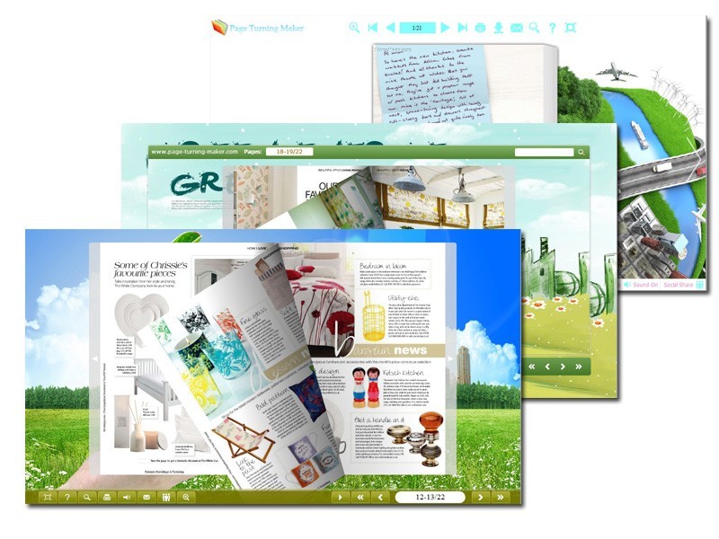 Green Style theme for Page Turning Book Design