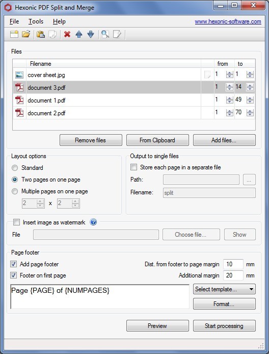 Hexonic PDF Split and Merge Freeware