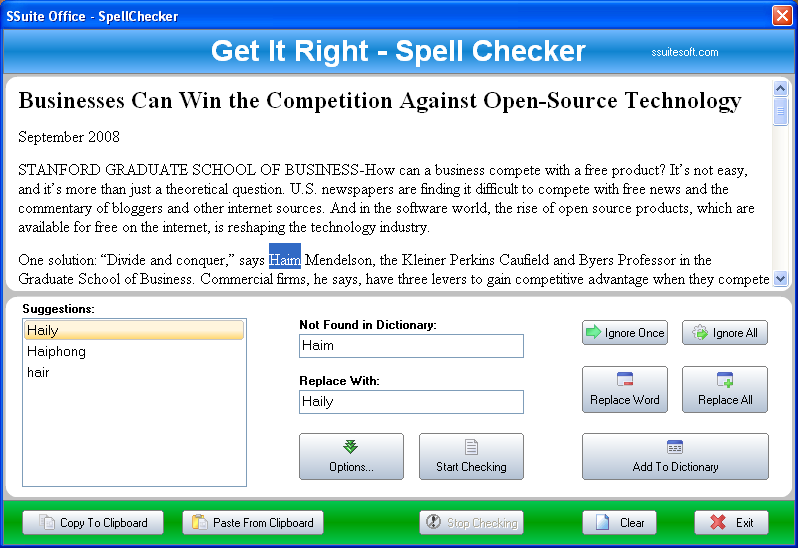SSuite Office - Spell Checker