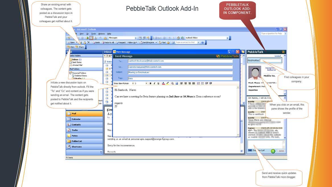 PebbleTalk: Collaboration from Outlook