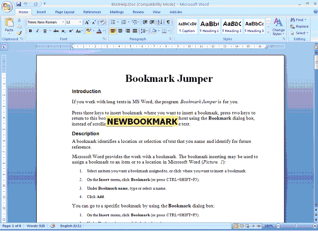 Bookmark Jumper for MS Word(1)