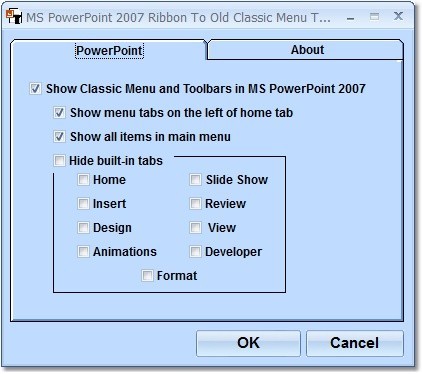 MS PowerPoint 2007 Ribbon To Old Classic Menu Toolbar Interface Software