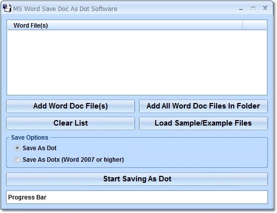MS Word Save Doc As Dot Software