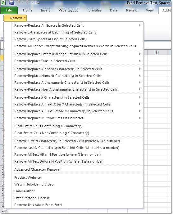 Excel Remove Text, Spaces & Characters From Cells Software
